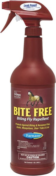 Farnam Bite Free Biting Fly Repellent Horse Insect Spray， 32-oz bottle