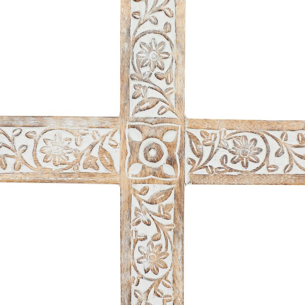 Mango Wood Biblical Carved Cross Wall Decor Brown Olivia amp May