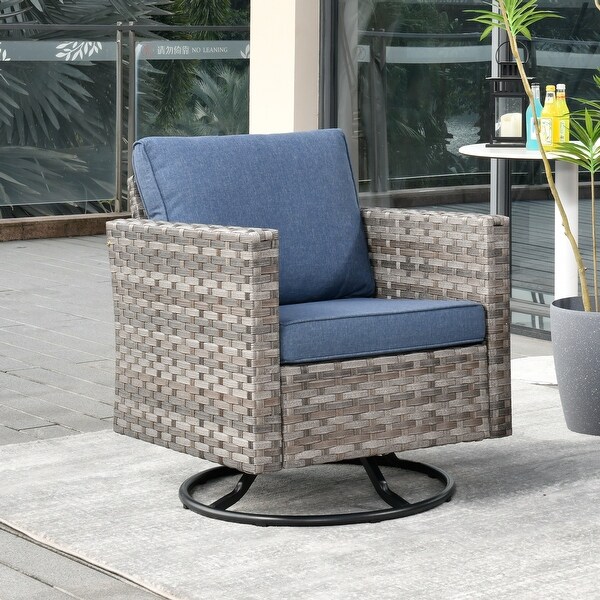 OVIOS Swivel Rocking Wicker Chair