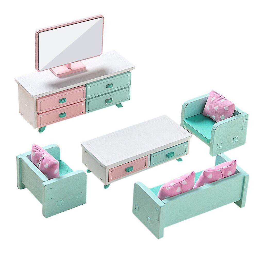 Simulation Small Furniture Children Toy Set Wooden Kitchen Living Room Bedroom Doll House Furniture Bedroom