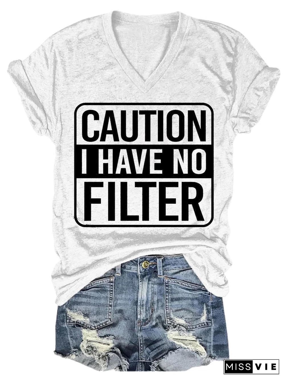 Women Caution I Have No Protection V-Neck T-Shirt