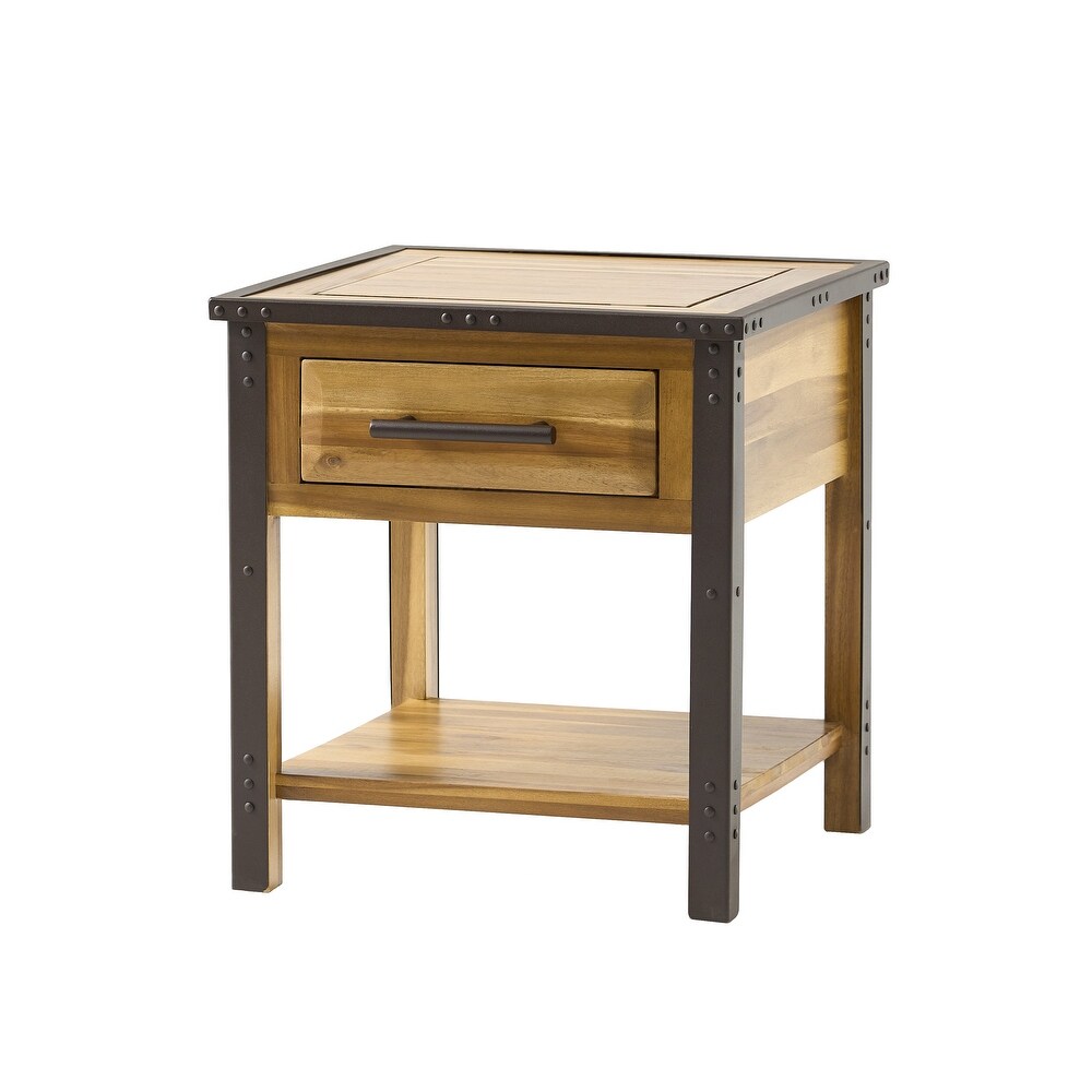 Luna Acacia Wood One Drawer End Table by Christopher Knight Home