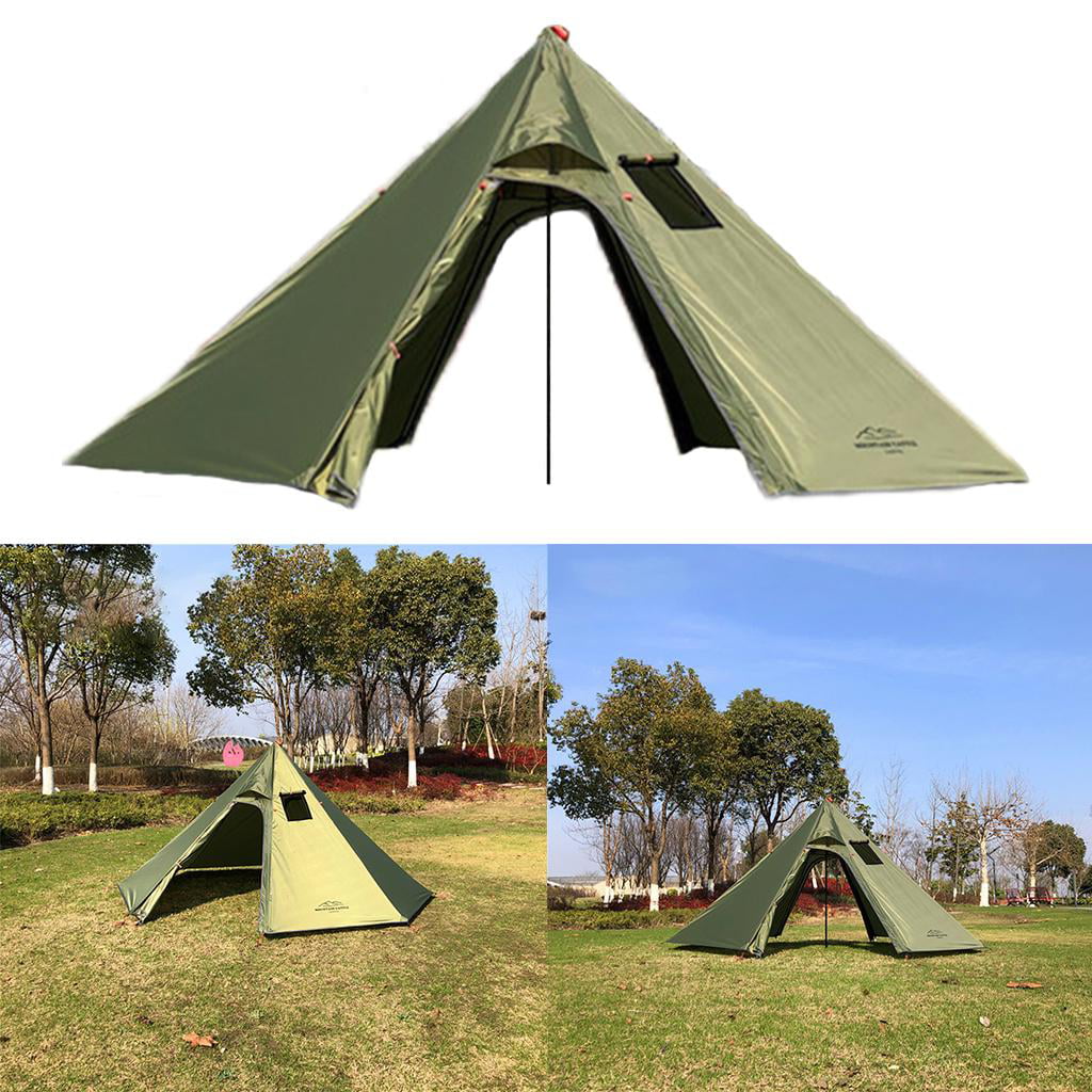 Lightweight Hot Tent Tent with Flue Pipe Window with Fire Flue Pipe Window Teepee Tents for Hiking Bushcraft Backpacking Green