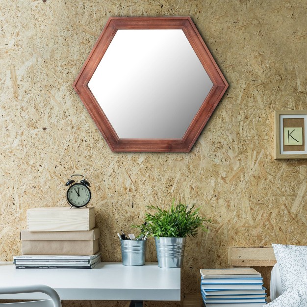 Wooden Hexagon Stratford Decorative Wall Mirror Maroon Stonebriar Collection