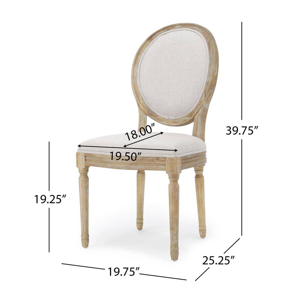 Noble House Phinnaeus Beige Fabric Upholstered Dining Chair (Set of 4) 82919