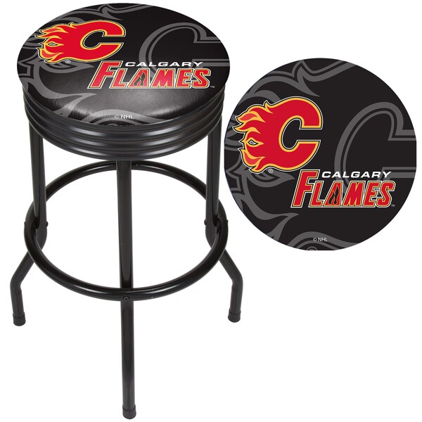 NHL Black Ribbed Bar Stool