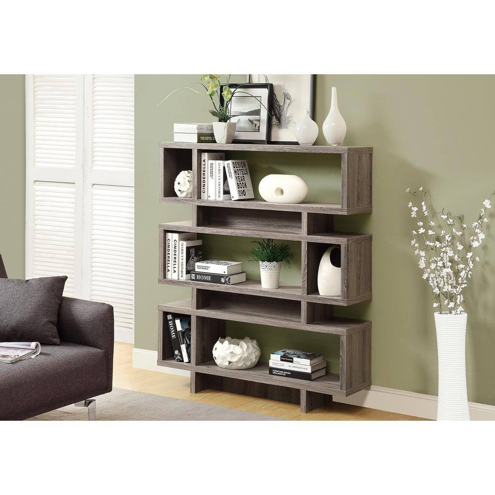 55 in. Dark Taupe with 6-Shelves Composite Bookcase HD3251