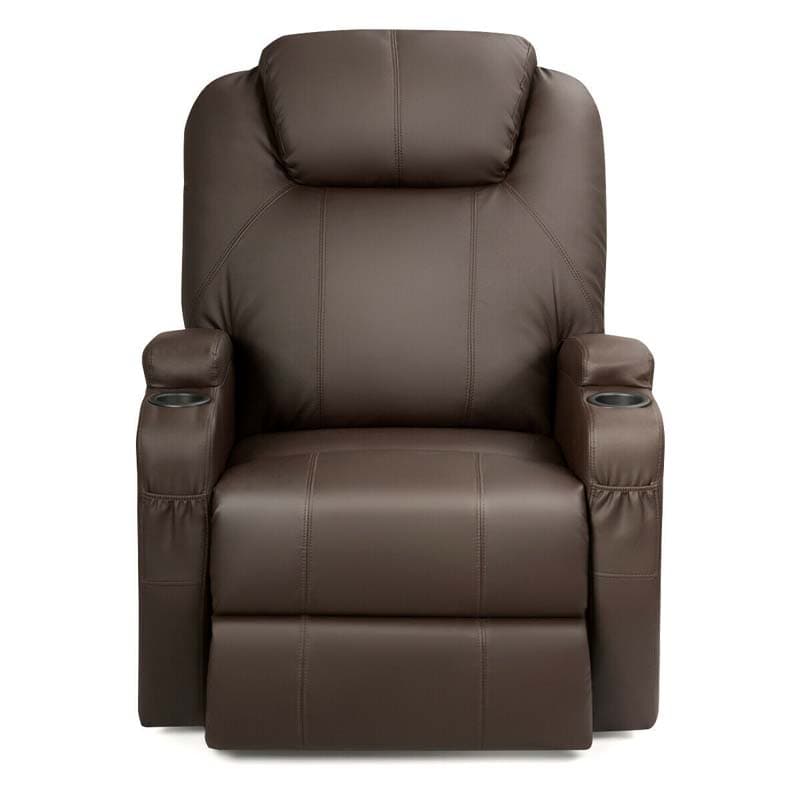 Heated Power Lift Recliner, Elderly Lift Chair, Leather Massage Recliner Sofa with 8 Vibrating Massage Nodes, 3 Side Pockets, 2 Cup Holders