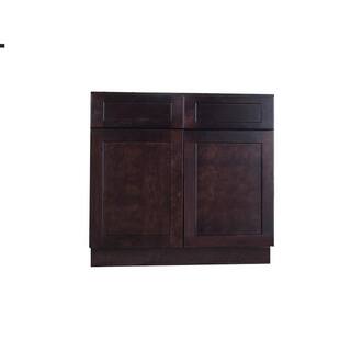 Bremen Cabinetry Bremen Shaker Ready to Assemble 42x34.5x24 in. Base Cabinet with 2-Door and 2-Drawer in Espresso SE-B42