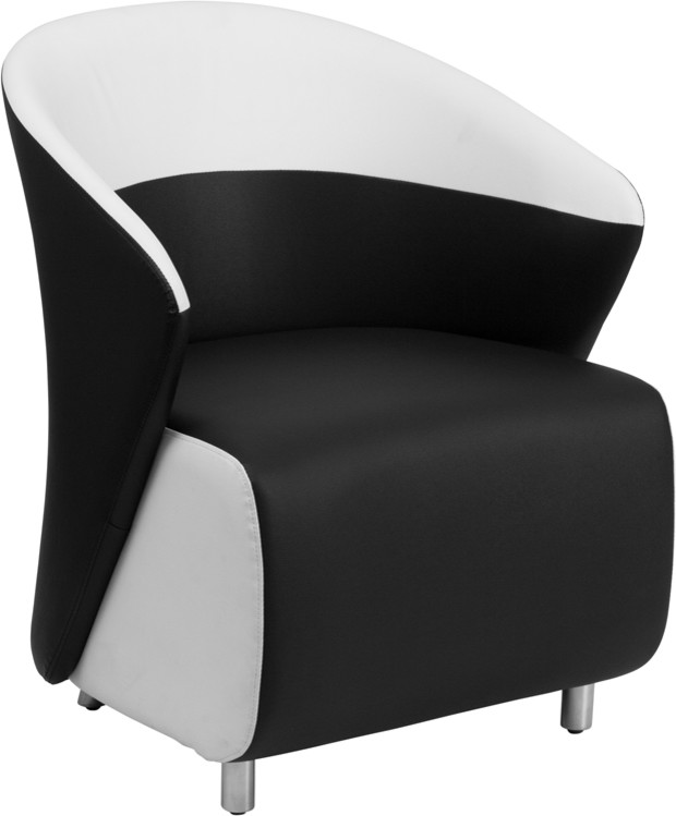 Black Leather Lounge Chair With Melrose White Detailing   Contemporary   Armchairs And Accent Chairs   by VirVentures  Houzz