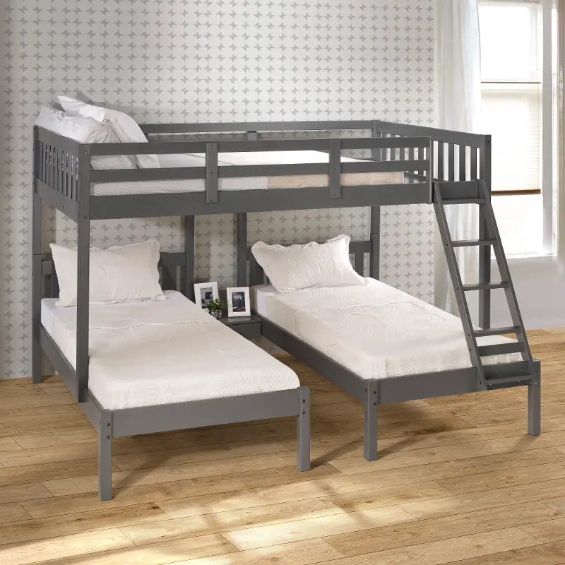 Gray Full over Double Twin Bunk Bed