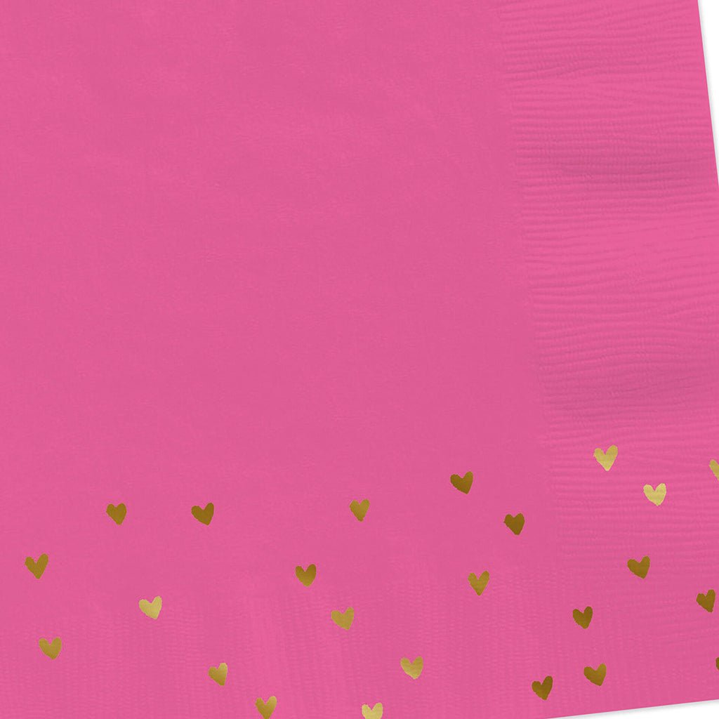 Hallmark  Foil Hearts on Pink Cocktail Napkins, Set of 16