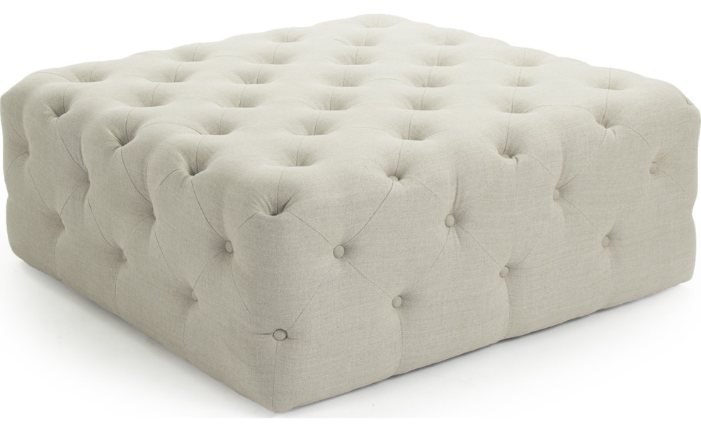 Calvin Tufted Ottoman   Transitional   Footstools And Ottomans   by HedgeApple  Houzz