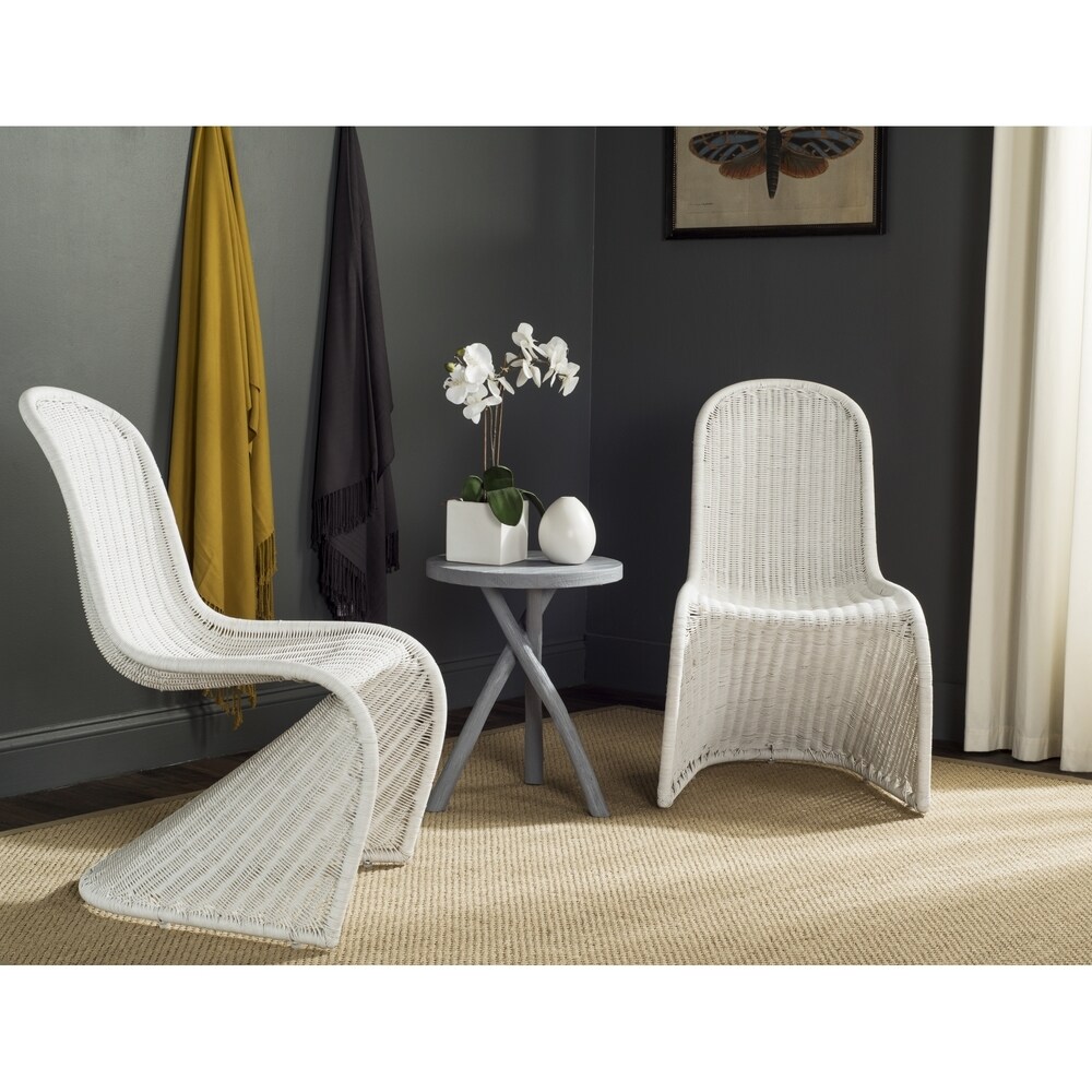 SAFAVIEH Tana White Wicker Dining Chair (Set of 2)