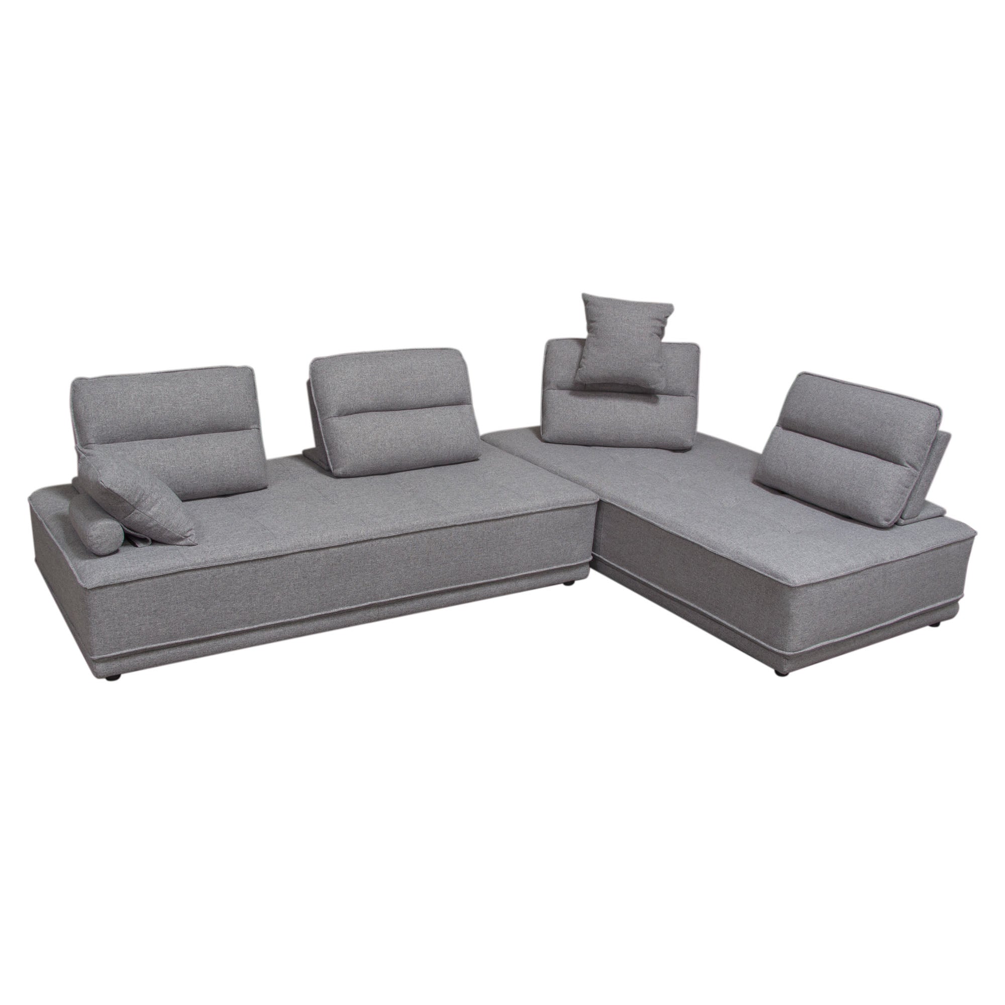 Slate 2PC Lounge Seating Platforms with Moveable Backrest Supports in Grey Polyester Fabric by Diamond Sofa