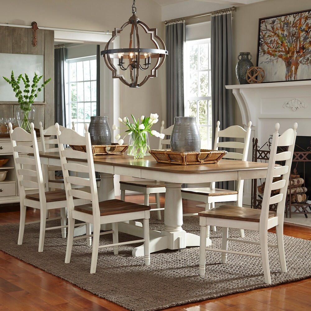 The Gray Barn Springfield Honey   Cream 7 Piece Double Pedestal Table Set