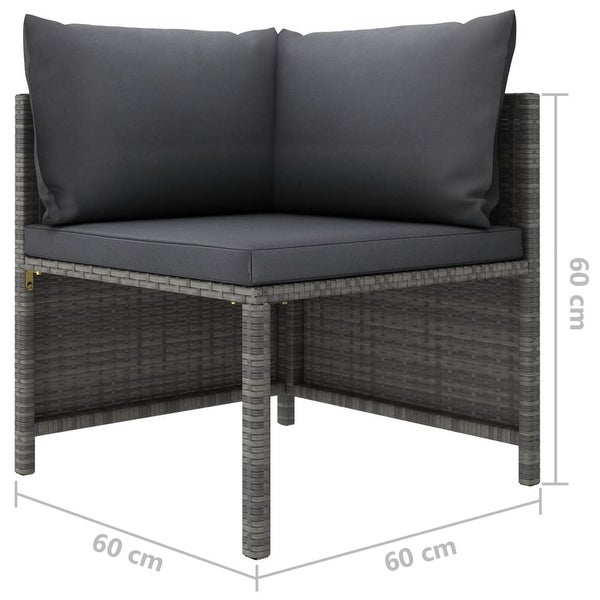 3 Piece Patio Lounge Set with Cushions Poly Rattan Gray