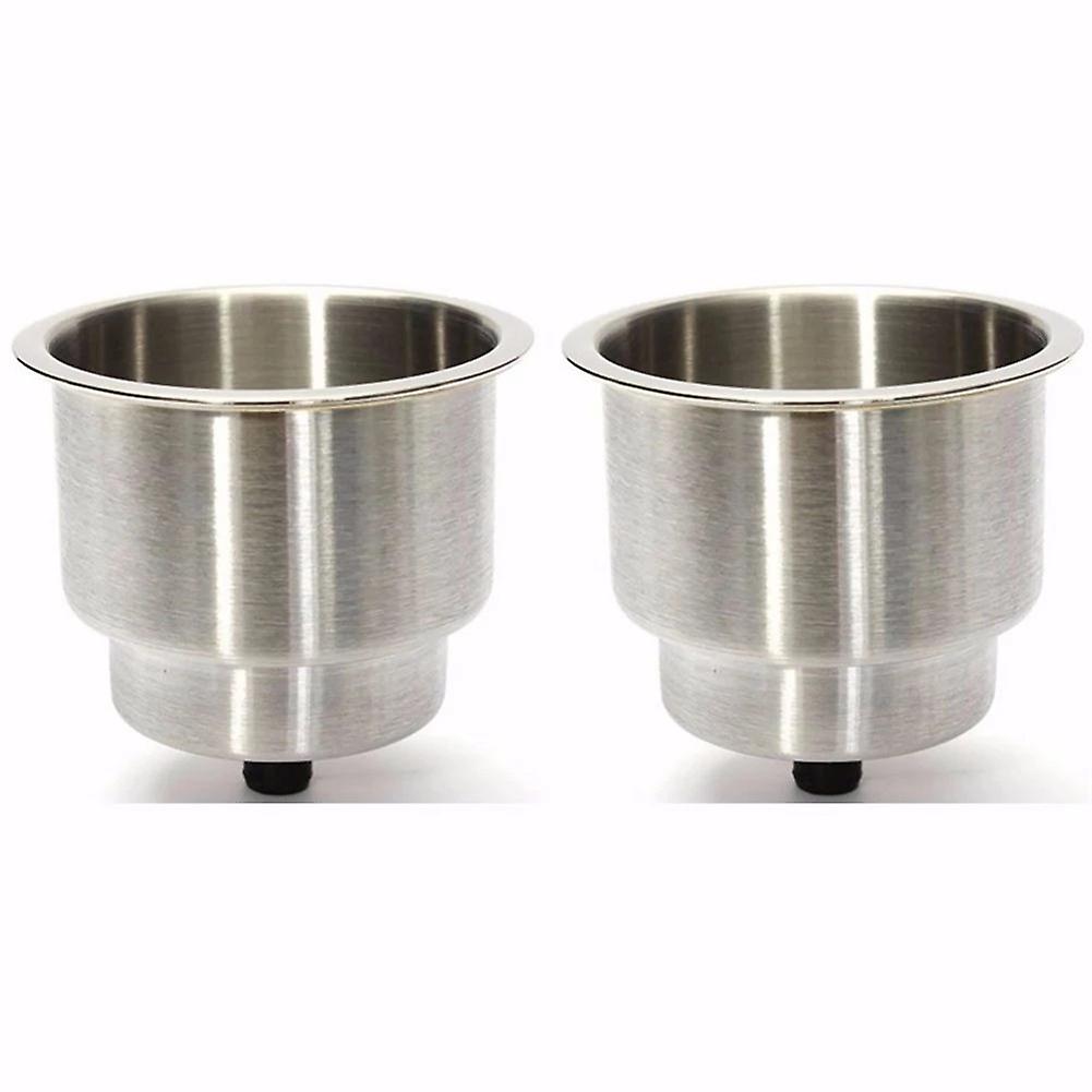 Stainless Steel Cup Drink Holder With Drain For Marine Boat Rv Camper 2pcs