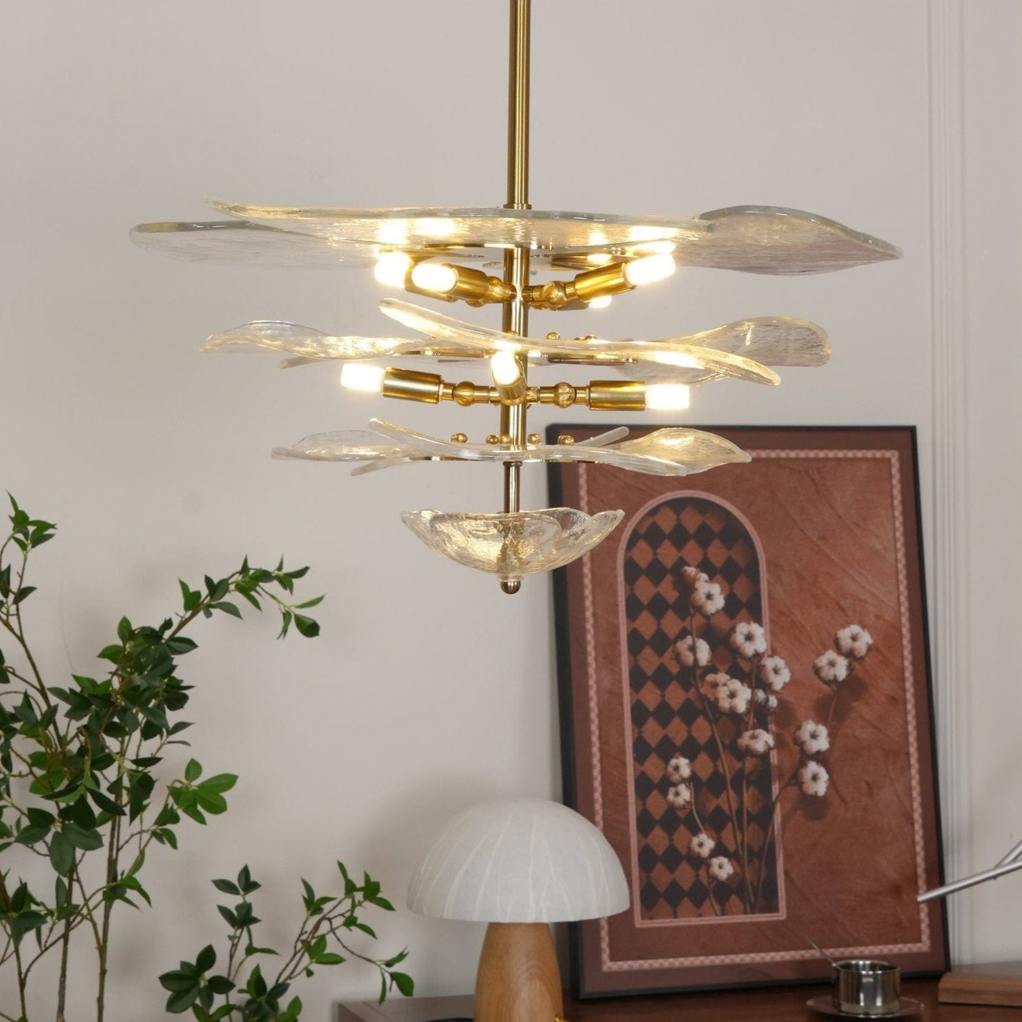 Petals Gold Murano Chandelier