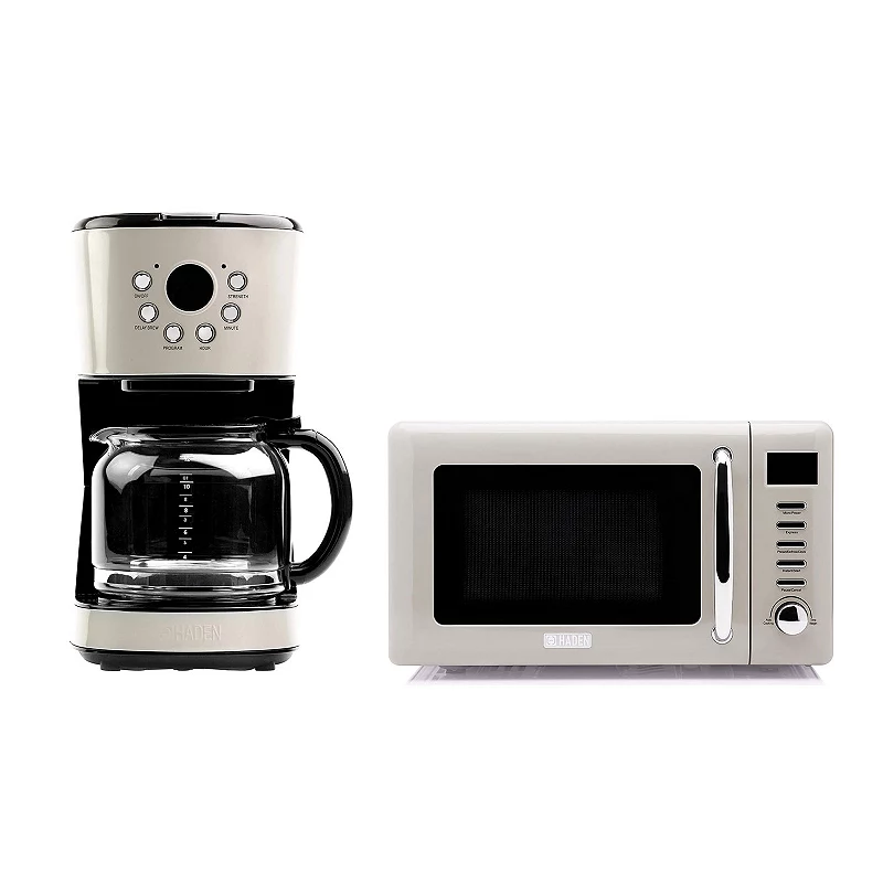 Haden Heritage 12 Cup Programmable Coffee Maker with Countertop Microwave， Putty