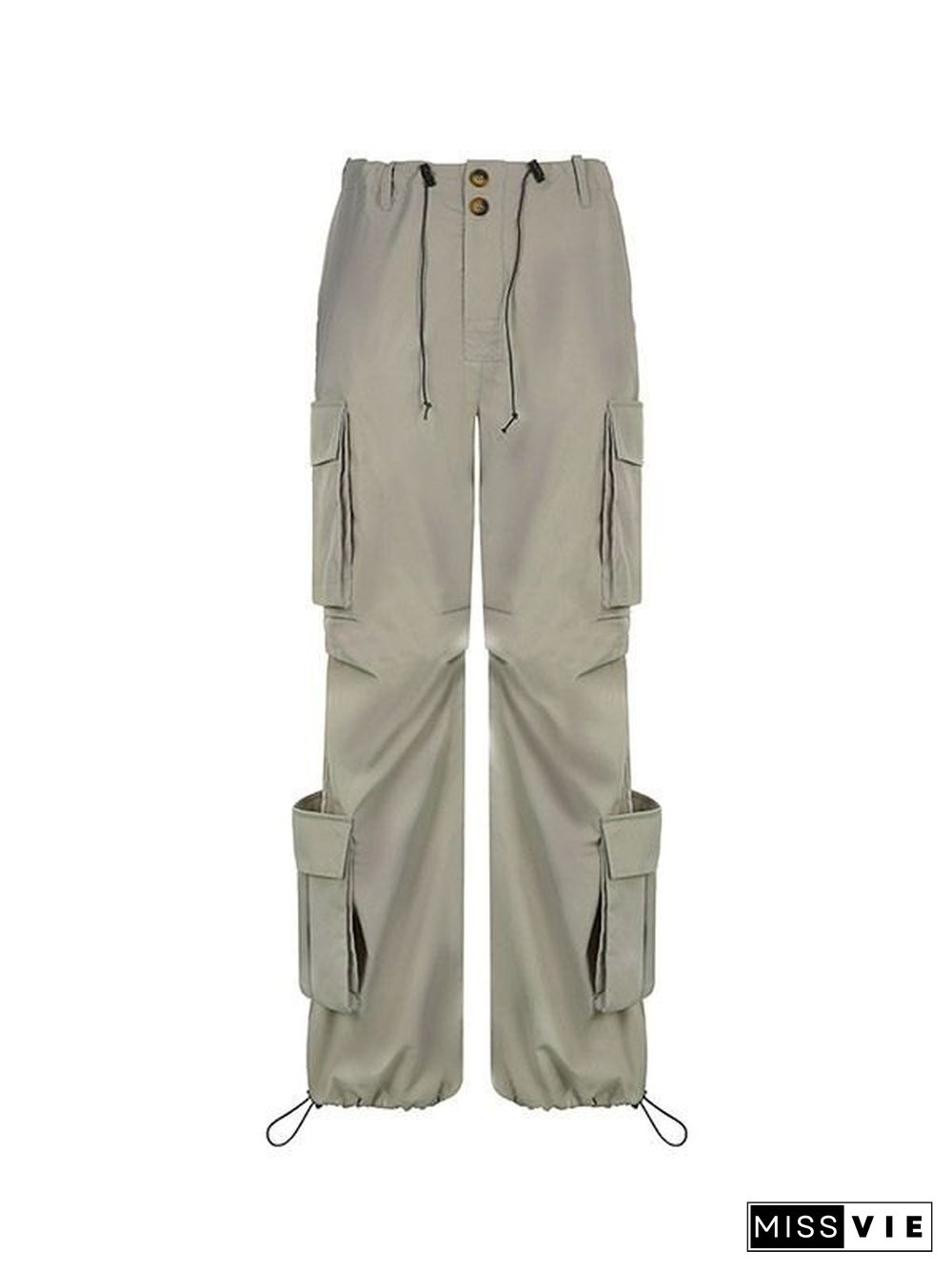 Drawstring Pocket Patch Size Friendly Parachute Cargo Pants