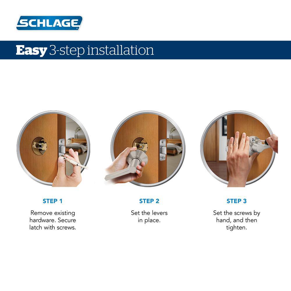 Schlage Merano Matte Black Passage HallCloset Door Handle with Greenwich Trim F10 G MER 622 GRW