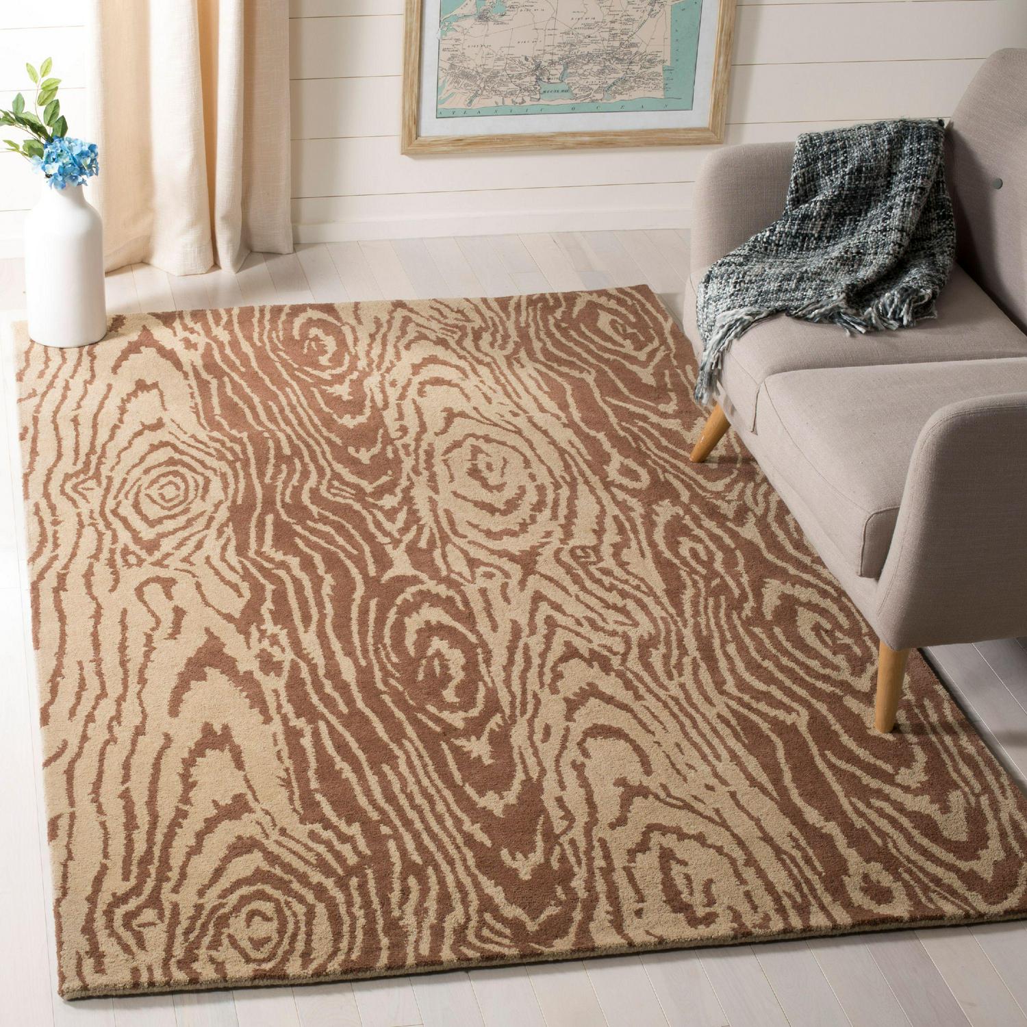 SAFAVIEH Martha Stewart Layered Faux Bois Woodworks Wool Area Rug Sequoia 58242 x 88242  Crowdfused