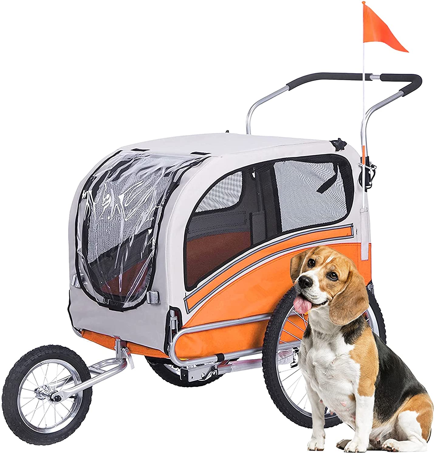 Tomshoo 2 in1 Pet Trailer and Jogger Travel Carrier Suitable for Small and Medium Dogs， Folding Storage