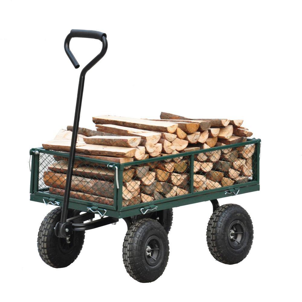 Siavonce Wagon Cart Garden Cart Trucks Make It Easier To Transport Firewood Green DB-ZX-D0102H2RDMU