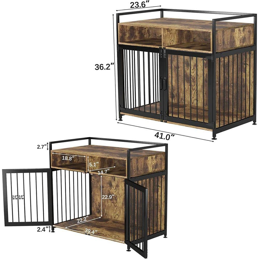 HOMLUX Cages for Dogs Indoor Heavy-Duty Super Sturdy Dog Kennels with Storage and Anti-Chew - Medium NVLB09WMG5TPB