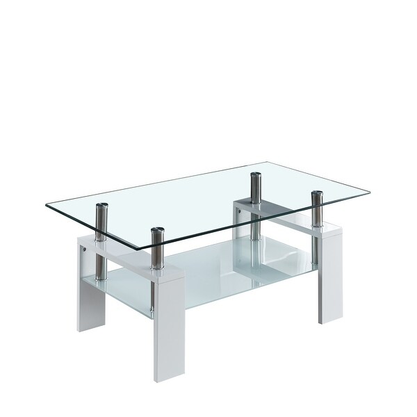 Coffee Table with Glass Top and Stainless Steel Legs