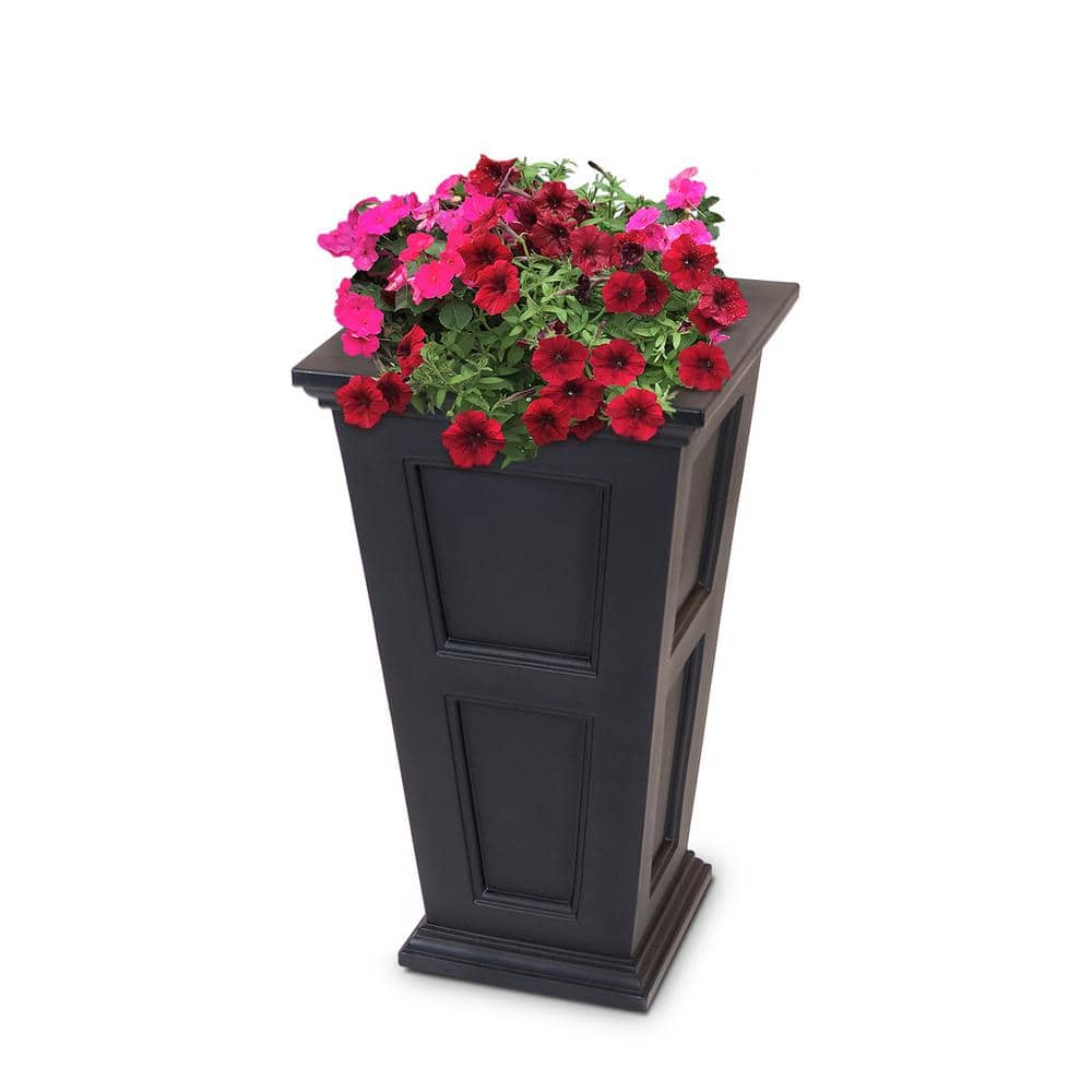 Mayne Fairfield 34 in. Tall Self-Watering Black Polyethylene Planter 8806-B