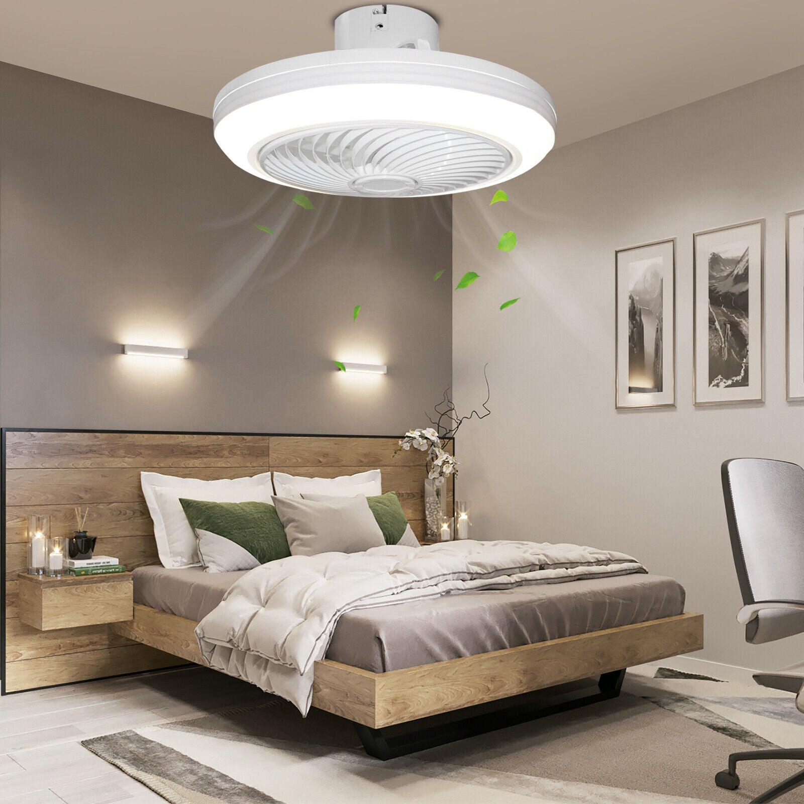 18 Inch Enclosed White Ceiling Fan LED Lamp with Remote Control Shopping - The Best Deals on Ceiling Fans | 40685109