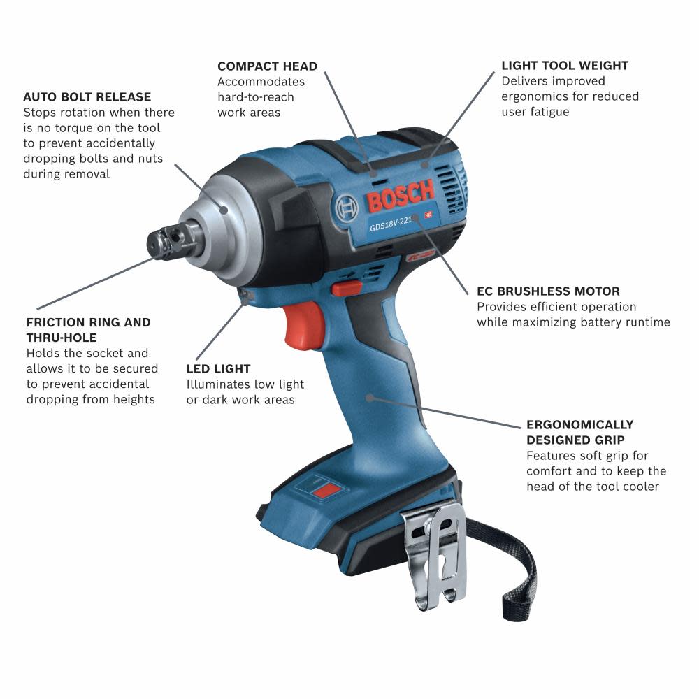 18V EC Brushless 1/2 In. Impact Wrench with Friction Ring and Thru-Hole (Bare Tool)