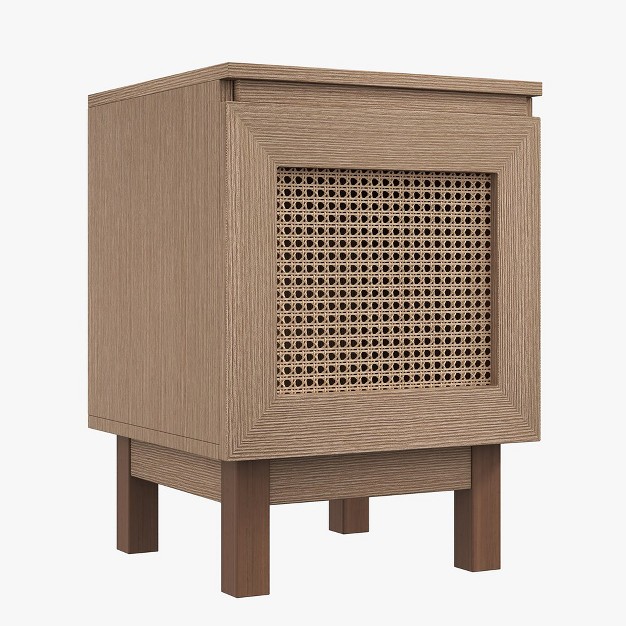 Trinityrattan Nightstand With Extension Leaf Solid Wooden Legs Natural