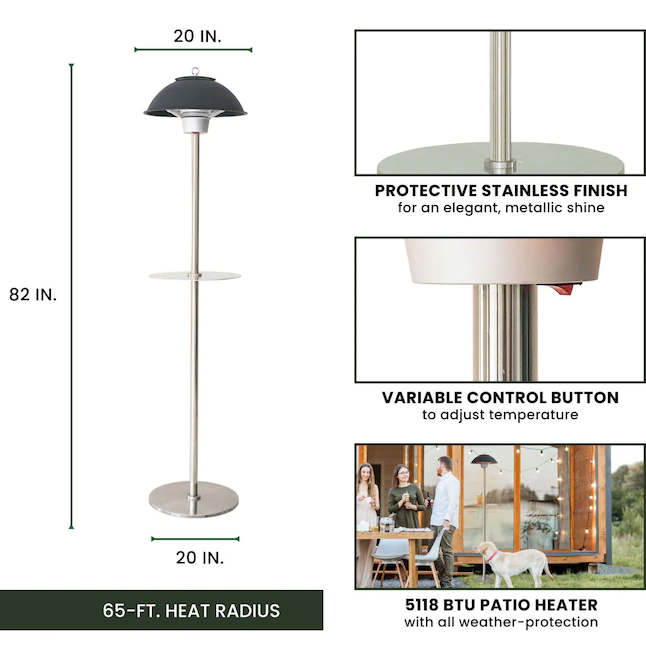 Hanover HAN1011IC-BLK 5118-BTU 120-Volt Black Stainless Steel Electric Patio Heater