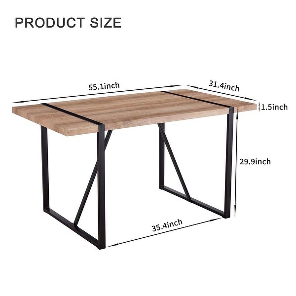 Industrial Rectangular MDF Dining Table for Desks，Kitchens，Patios，Dining rooms