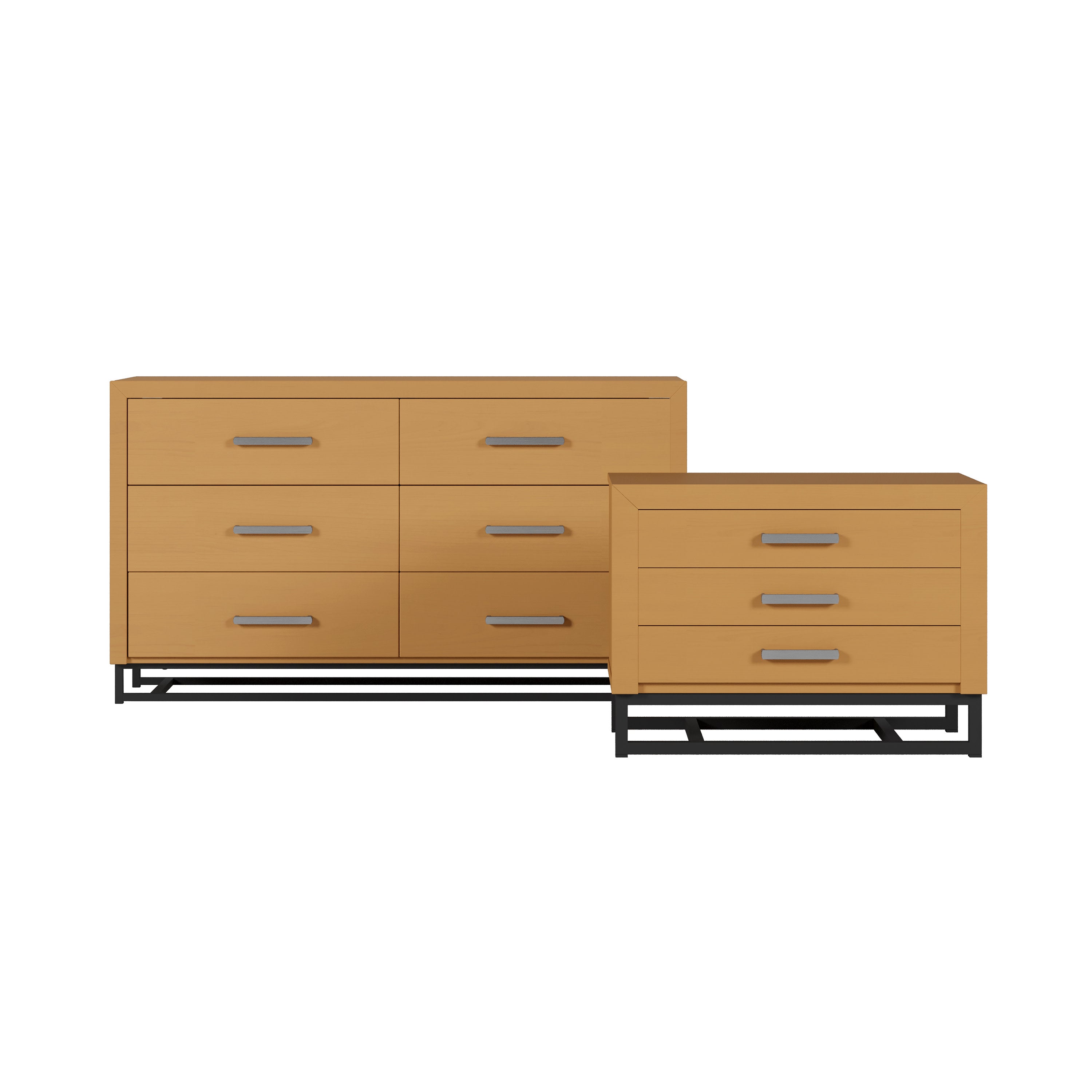 Borah Contemporary Faux Wood 2 Piece Double Dresser and Nightstand Bedroom Set