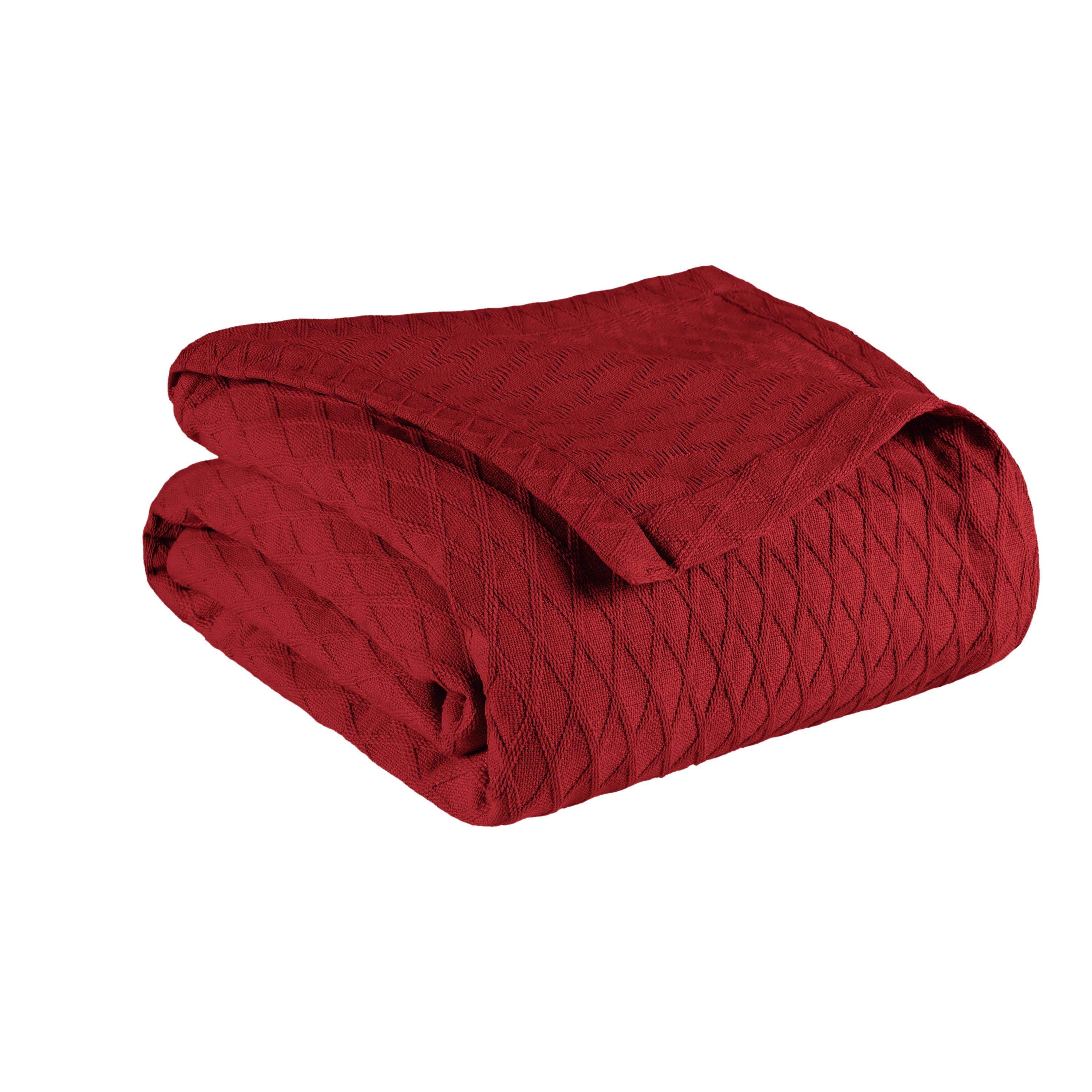 Superior Diamond All-Season Cotton Blanket， Full/Queen， Burgundy