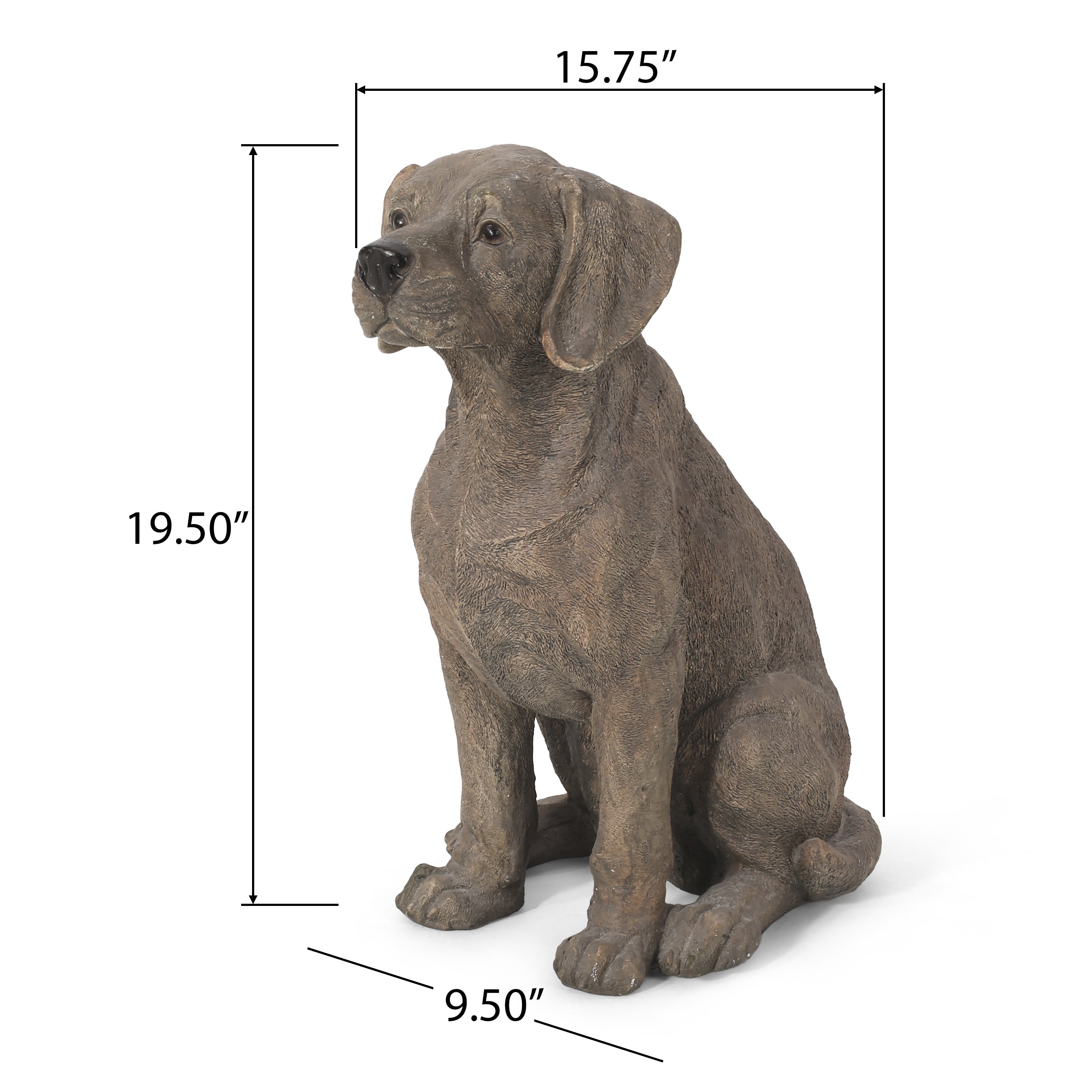 Noble House 19.5" Caine Cast Stone Outdoor Dog Garden Statue