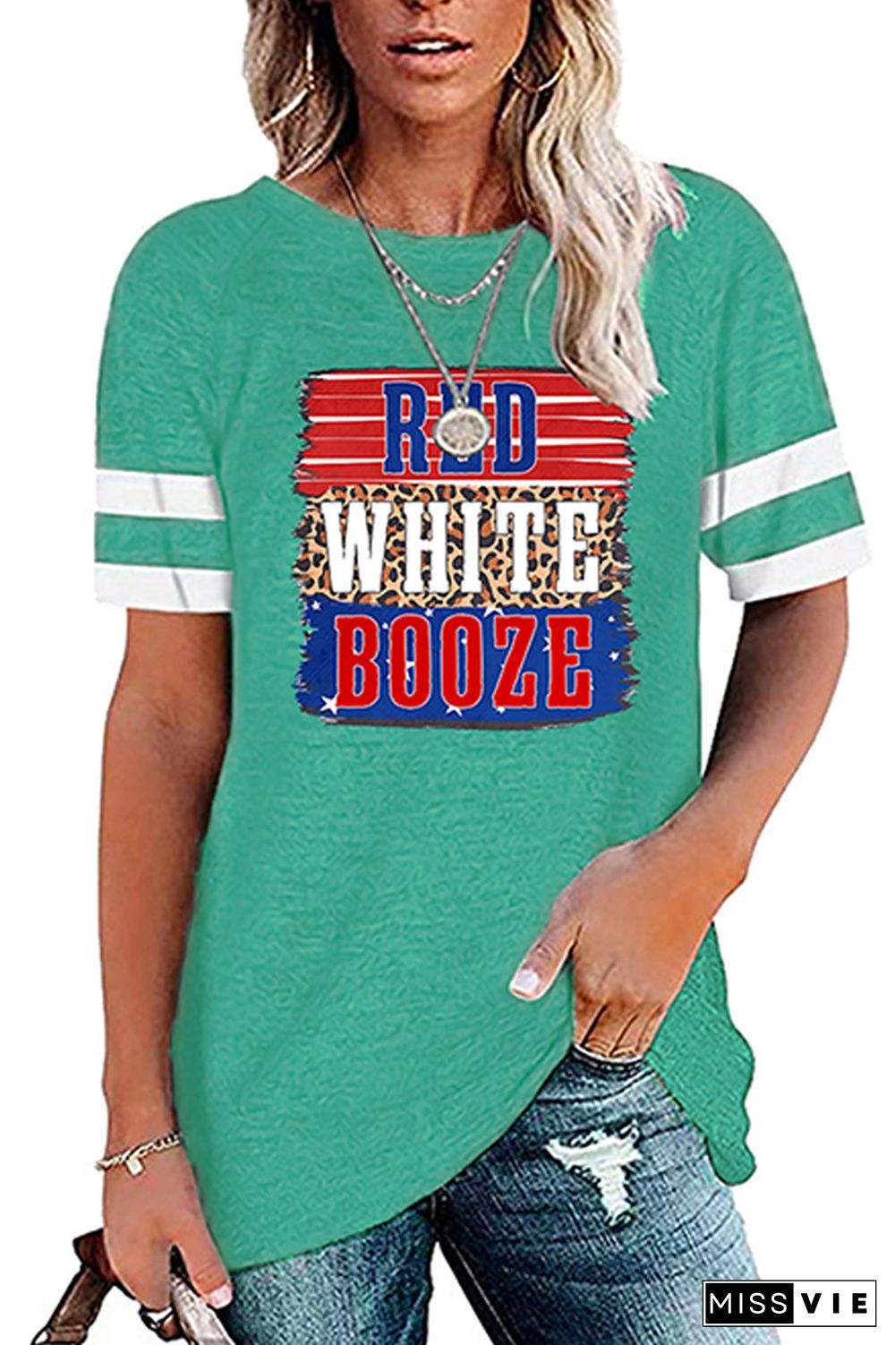 Red White & Booze Print Tee Wholesale