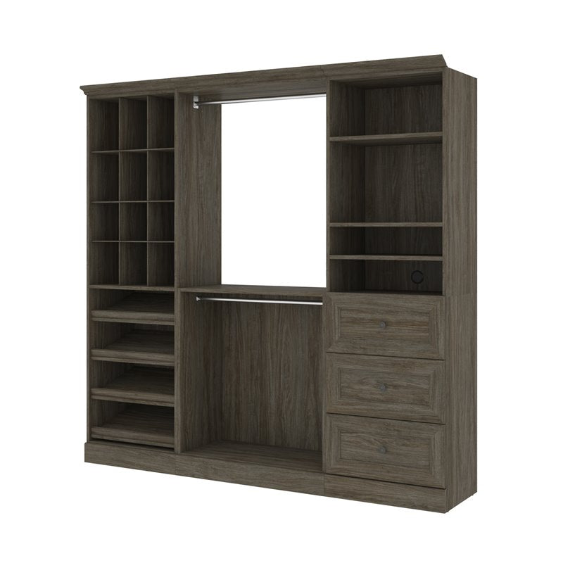 Bestar 40853-000035 86 in. Versatile Closet Organizer&#44; Walnut Gray