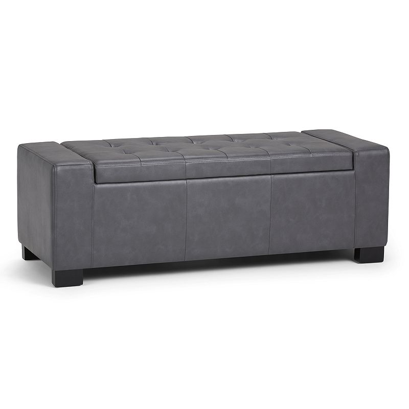 Simpli Home Laredo Rectangular Storage Ottoman Bench