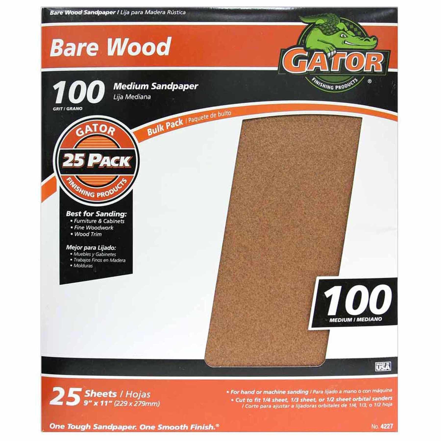 Gator 11 in. L X 9 in. W 100 Grit Aluminum Oxide Sanding Sheet 1 pk