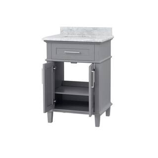 Home Decorators Collection Sonoma 24 in. W x 20 in. D x 34 in. H Bath Vanity in Pebble Gray with White Carrara Marble Top 9784800240