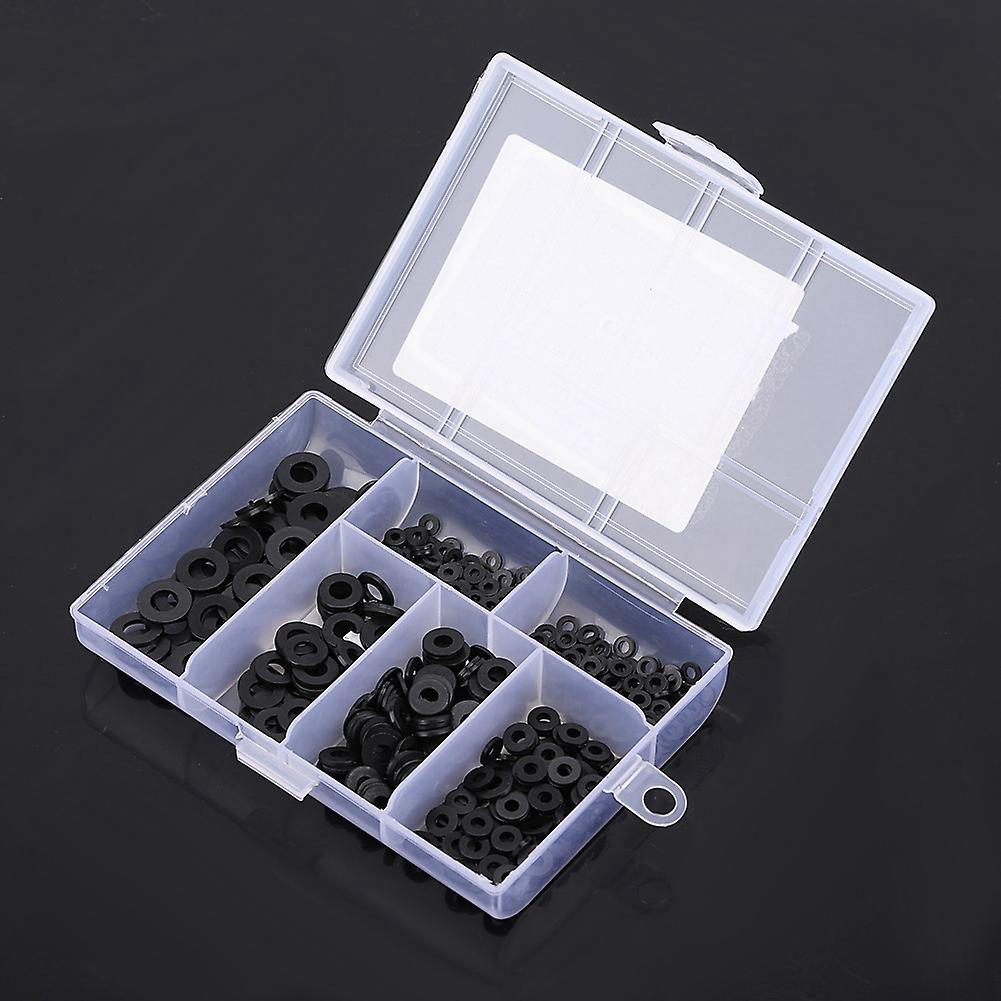 500pcs M2-m6 Nylon Flat Washer Gasket Plain Washers Assortment Kit With Box (black)