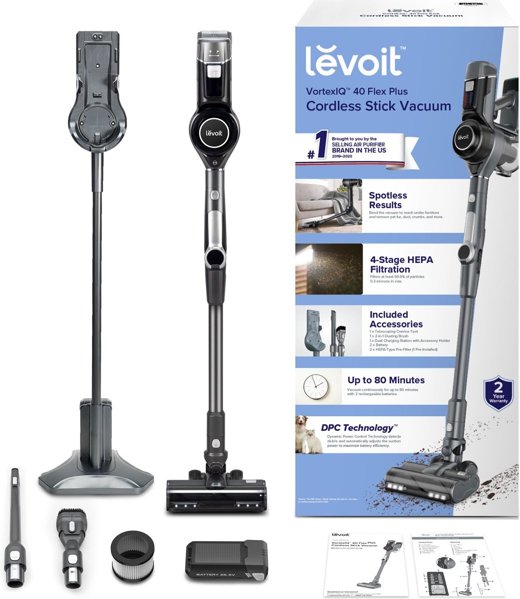 Levoit VortexIQ 40 Flex Plus Cordless Stick Vacuum