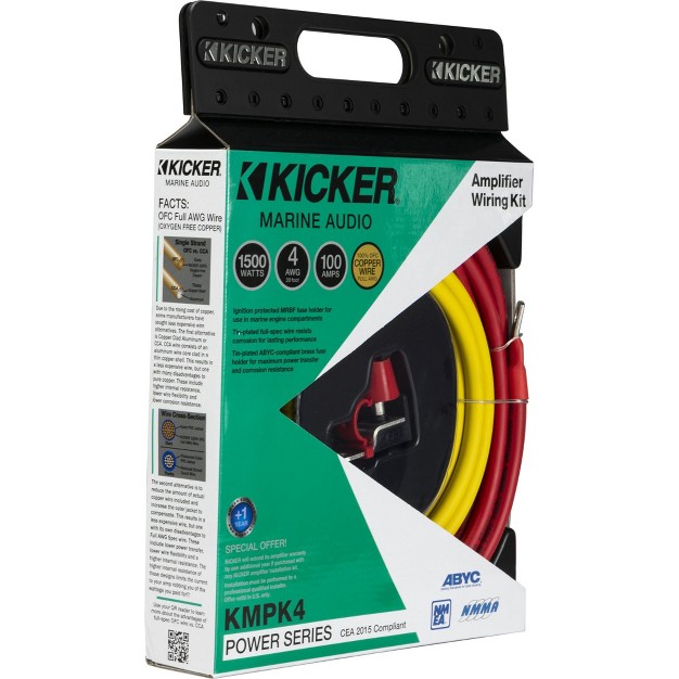 Kicker 47kmpk4 Marine 4awg Amp Power Kit