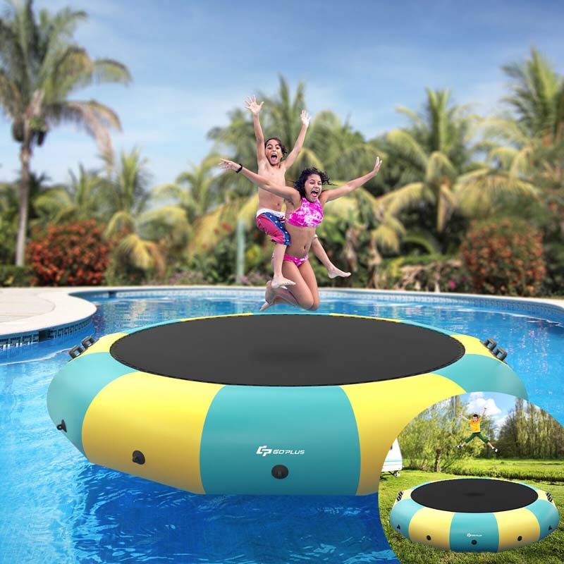 15 FT Inflatable Water Bouncer Trampoline Portable Bounce Swim Platform for Lakes Pools Calm Sea