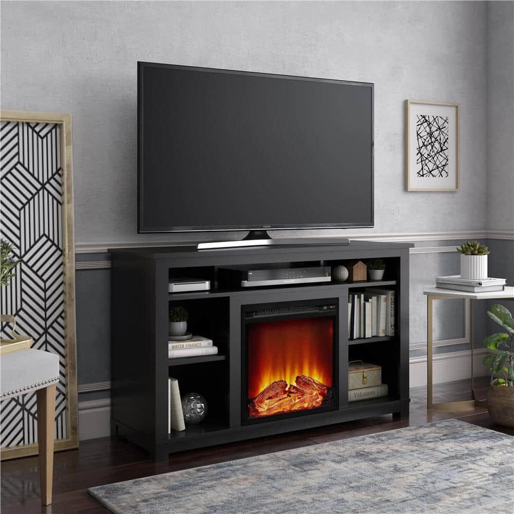 Ameriwood Home 476 in Domingo in Black Electric Fireplace TV Stand for TVs up to 55 in